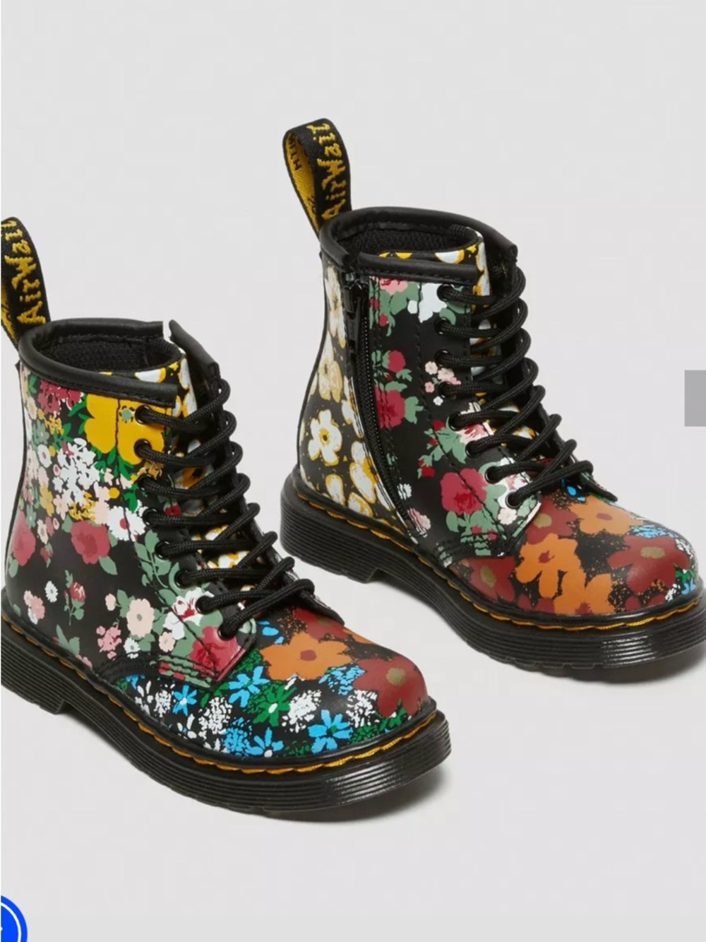 Dr. Martens TODDLER 1460 FLORAL MASH UP LEATHER LACE UP BOOTS